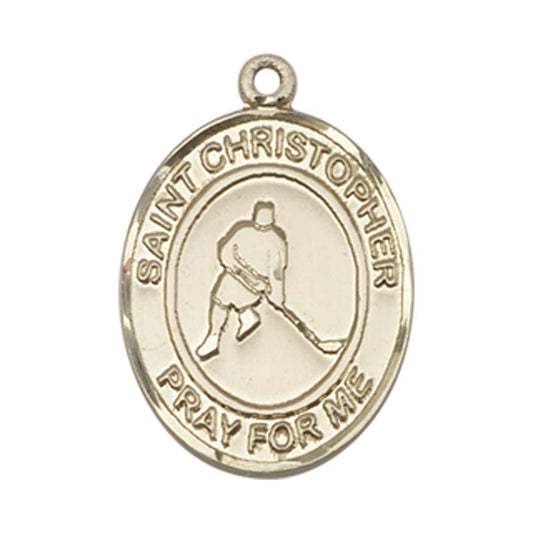 14kt Gold St. Christopher/Ice Hockey Medal - Medium