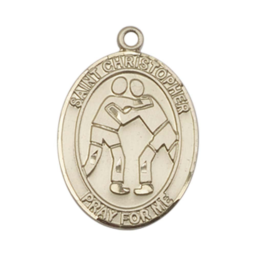 14kt Gold St. Christopher/Wrestling Medal - Medium