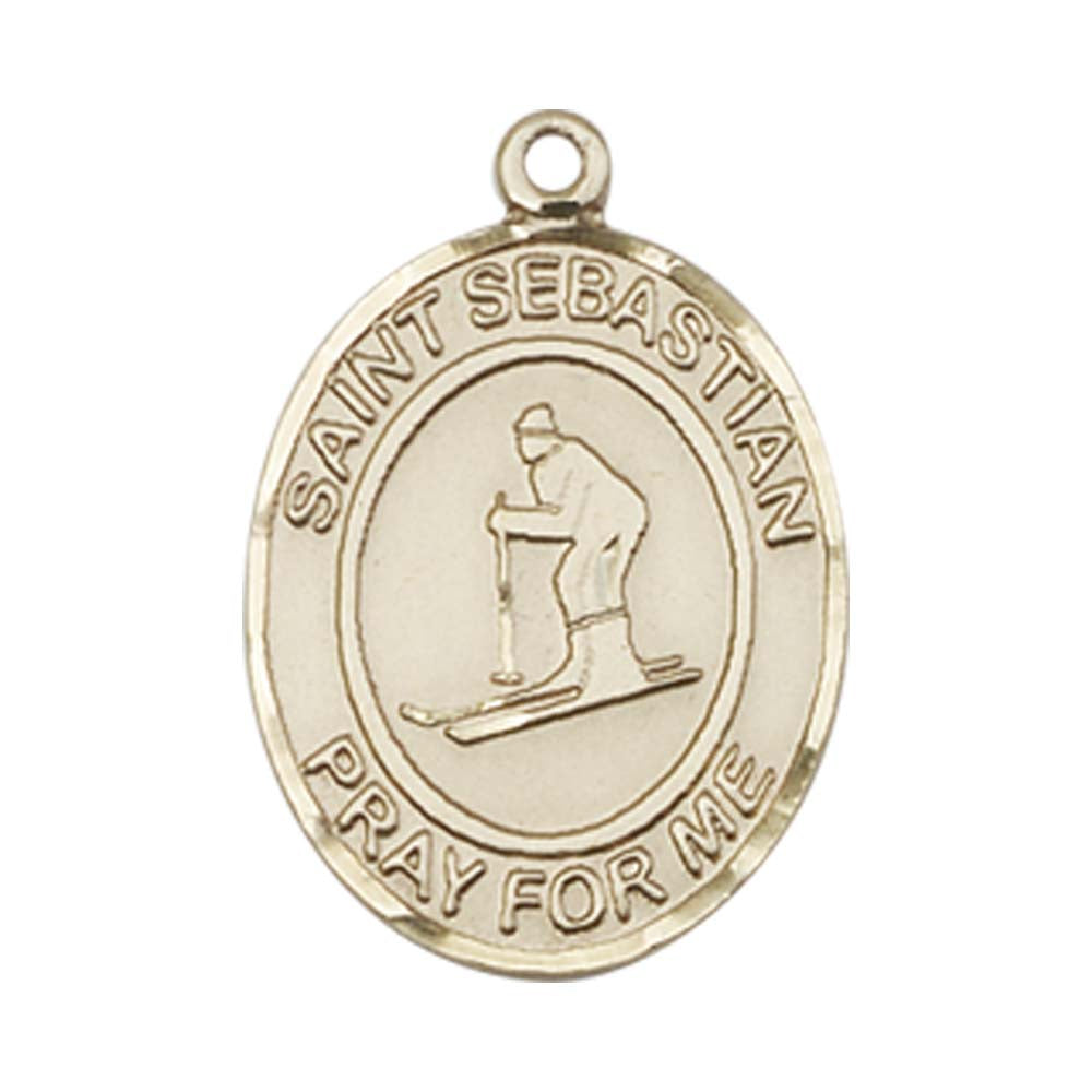 14kt Gold St. Sebastian/Skiing Medal - Medium