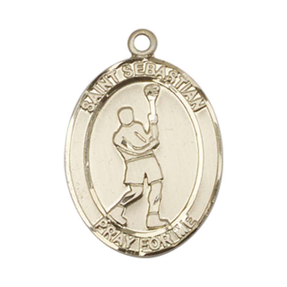 14kt Gold St. Sebastian/Lacrosse Medal - Medium