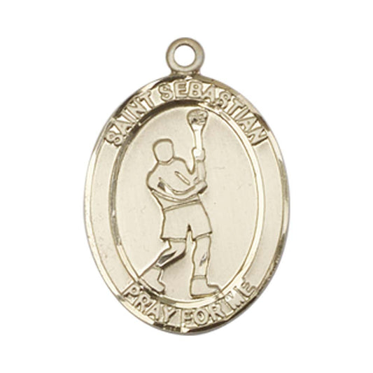 14kt Gold St. Sebastian/Lacrosse Medal - Medium