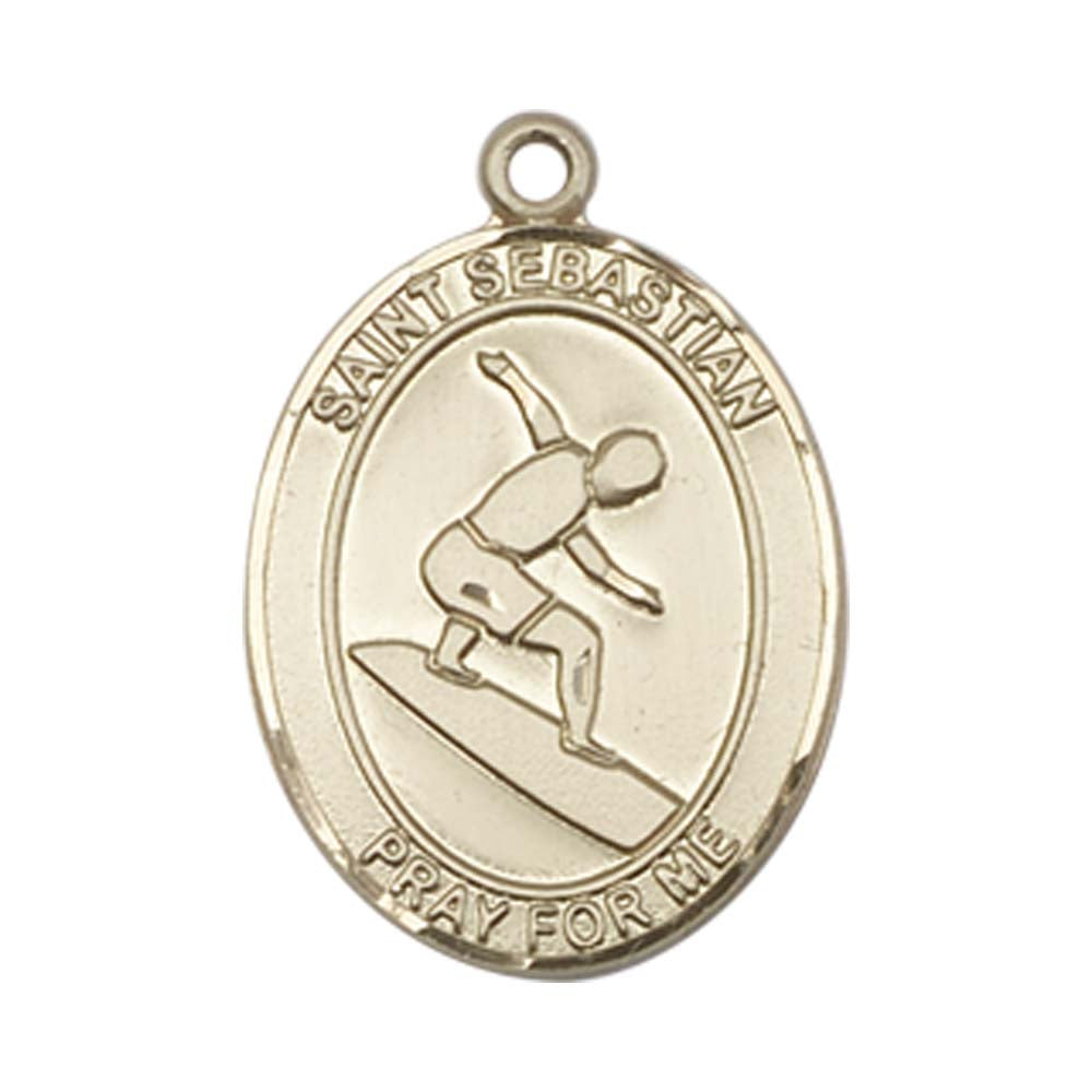 14kt Gold St. Sebastian/Surfing Medal - Medium
