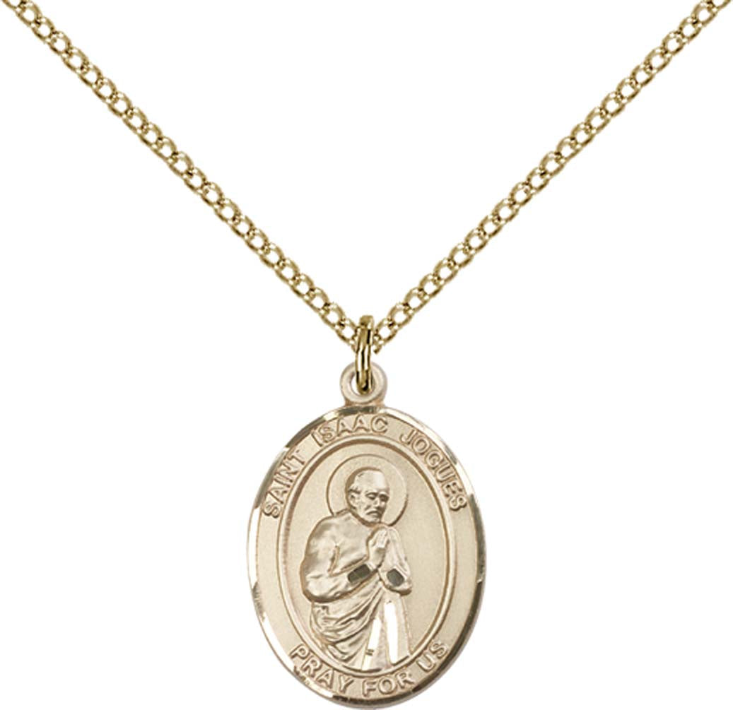 14kt Gold Filled St. Isaac Jogues Pendant with 18 inch Gold Filled Light Curb Chain - Medium