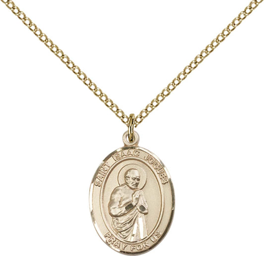 14kt Gold Filled St. Isaac Jogues Pendant with 18 inch Gold Filled Light Curb Chain - Medium