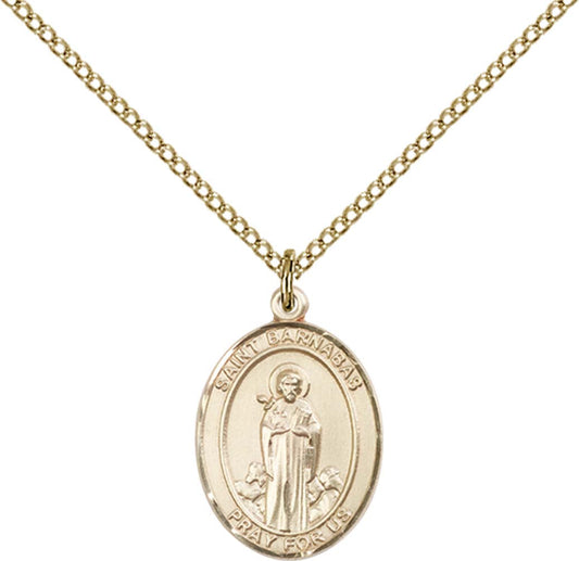 14kt Gold Filled St. Barnabas Pendant with 18 inch Gold Filled Light Curb Chain - Medium