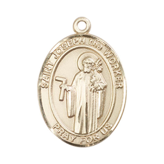14kt Gold St. Joseph The Worker Medal - Medium