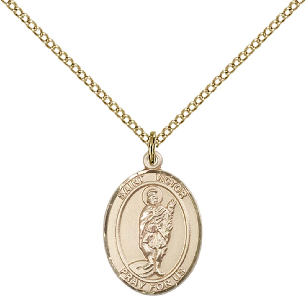 14kt Gold Filled St. Victor of Marseilles Pendant with 18 inch Gold Filled Light Curb Chain - Medium