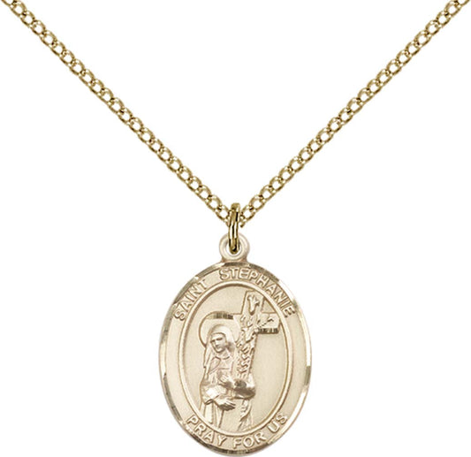 14kt Gold Filled St. Stephanie Pendant with 18 inch Gold Filled Light Curb Chain - Medium