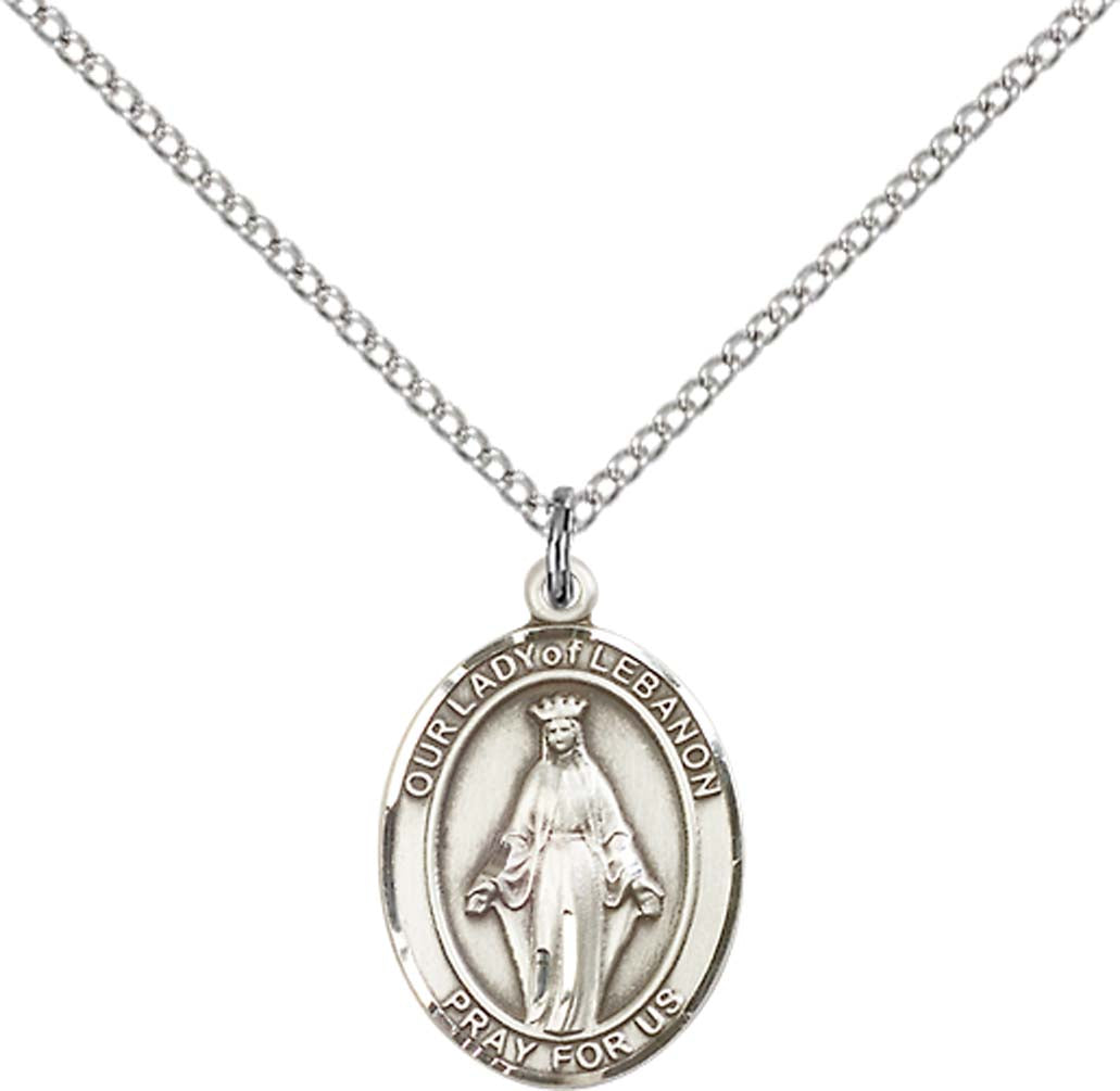 Sterling Silver O/L of Lebanon Pendant with 18 inch Sterling Silver Light Curb Chain - Medium