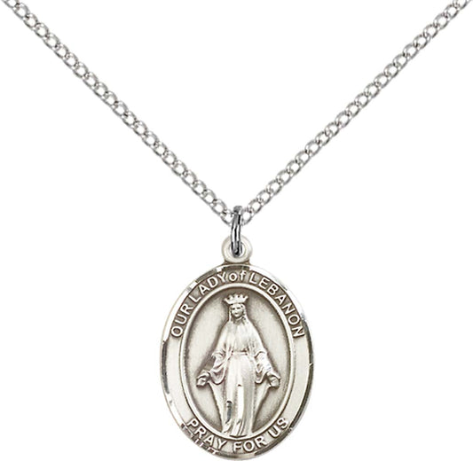 Sterling Silver O/L of Lebanon Pendant with 18 inch Sterling Silver Light Curb Chain - Medium