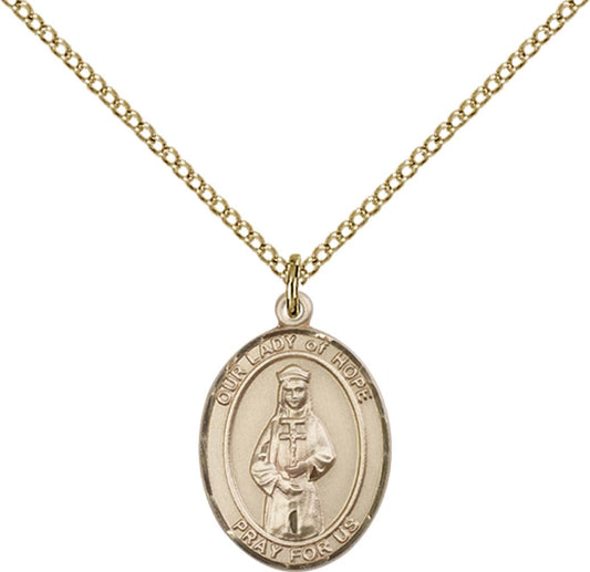 14kt Gold Filled O/L of Hope Pendant with 18 inch Gold Filled Light Curb Chain - Medium