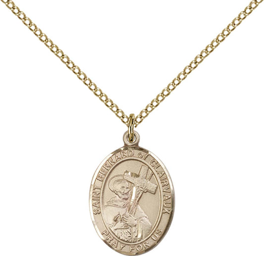 14kt Gold Filled St. Bernard of Clairvaux Pendant with 18 inch Gold Filled Light Curb Chain - Medium