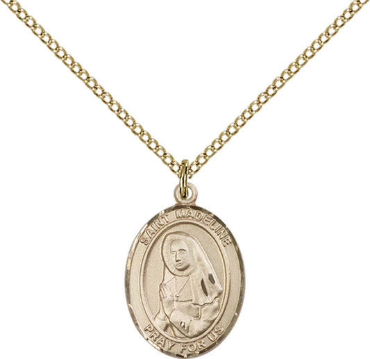 14kt Gold Filled St. Madeline Sophie Barat Pendant with 18 inch Gold Filled Light Curb Chain - Medium