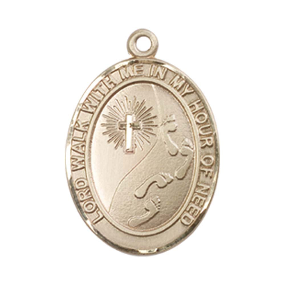 14kt Gold Footprints / Cross Medal - Medium