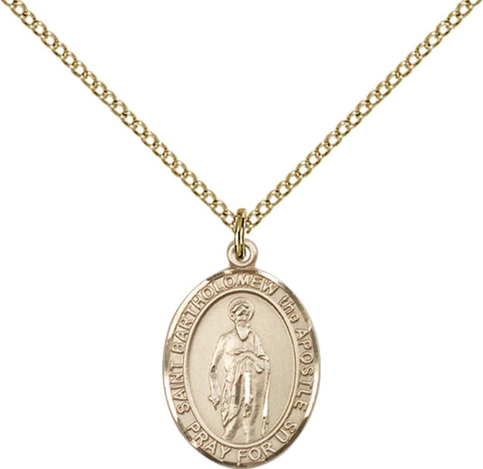 14kt Gold Filled St. Bartholomew the Apostle Pendant with 18 inch Gold Filled Light Curb Chain