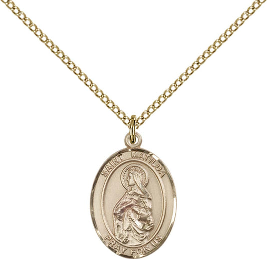14kt Gold Filled St. Matilda Pendant with 18 inch Gold Filled Light Curb Chain - Medium