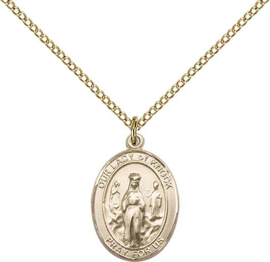 14kt Gold Filled O/L of Knock Pendant with 18 inch Gold Filled Light Curb Chain - Medium