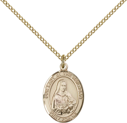 14kt Gold Filled O/L of the Railroad Pendant with 18 inch Gold Filled Light Curb Chain - Medium