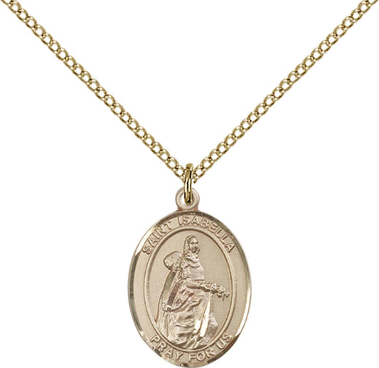 14kt Gold Filled St. Isabella of Portugal Pendant with 18 inch Gold Filled Light Curb Chain - Medium