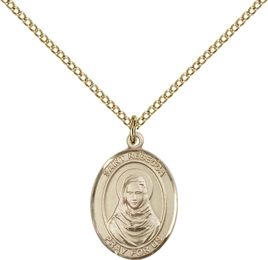 14kt Gold Filled St. Rebecca Pendant with 18 inch Gold Filled Light Curb Chain - Medium
