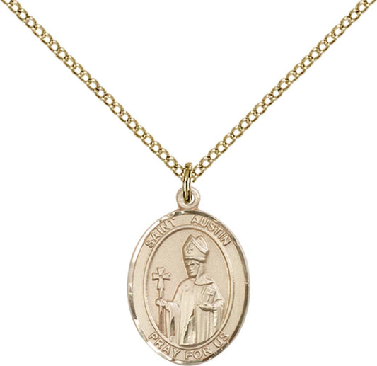 14kt Gold Filled St. Austin Pendant with 18 inch Gold Filled Light Curb Chain - Medium