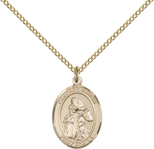 14kt Gold Filled St. Isaiah Pendant with 18 inch Gold Filled Light Curb Chain - Medium