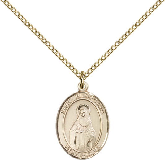 14kt Gold Filled St. Hildegard Von Bingen Pendant with 18 inch Gold Filled Light Curb Chain - Medium
