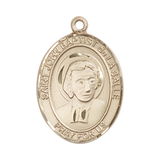 14kt Gold St. John Baptist de La Salle Medal - Medium