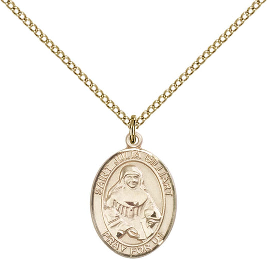 14kt Gold Filled St. Julia Billiart Pendant with 18 inch Gold Filled Light Curb Chain - Medium