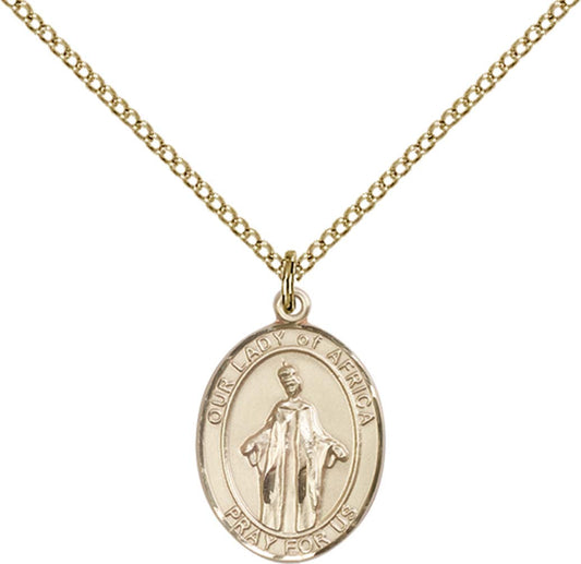 14kt Gold Filled O/L of Africa Pendant with 18 inch Gold Filled Light Curb Chain - Medium
