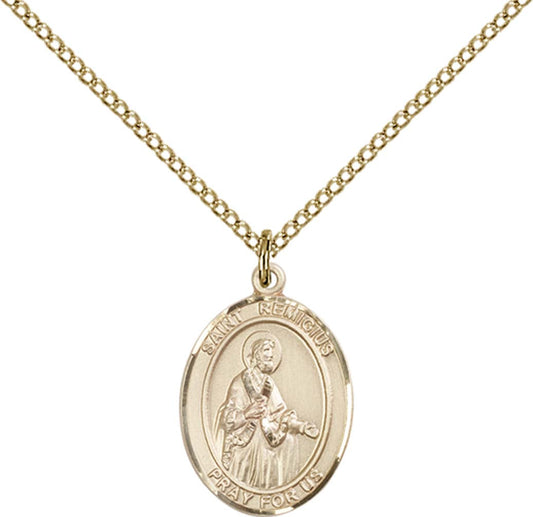 14kt Gold Filled St. Remigius of Reims Pendant with 18 inch Gold Filled Light Curb Chain