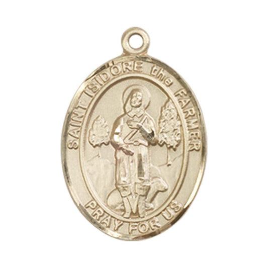 14kt Gold St. Isidore the Farmer Medal - Medium