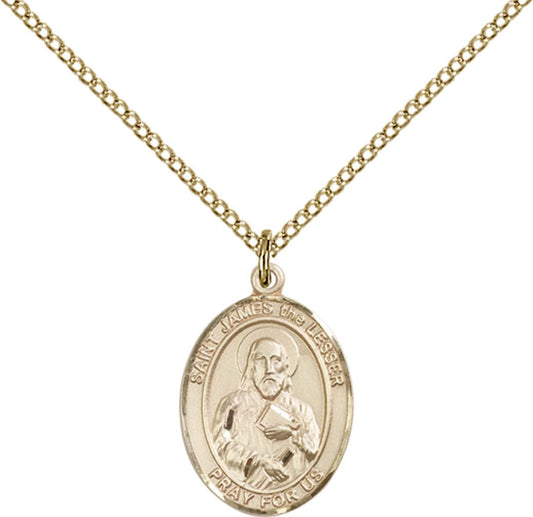14kt Gold Filled St. James the Lesser Pendant with 18 inch Gold Filled Light Curb Chain - Medium