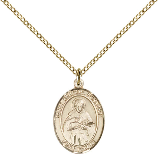 14kt Gold Filled St. Gabriel Possenti Pendant with 18 inch Gold Filled Light Curb Chain - Medium