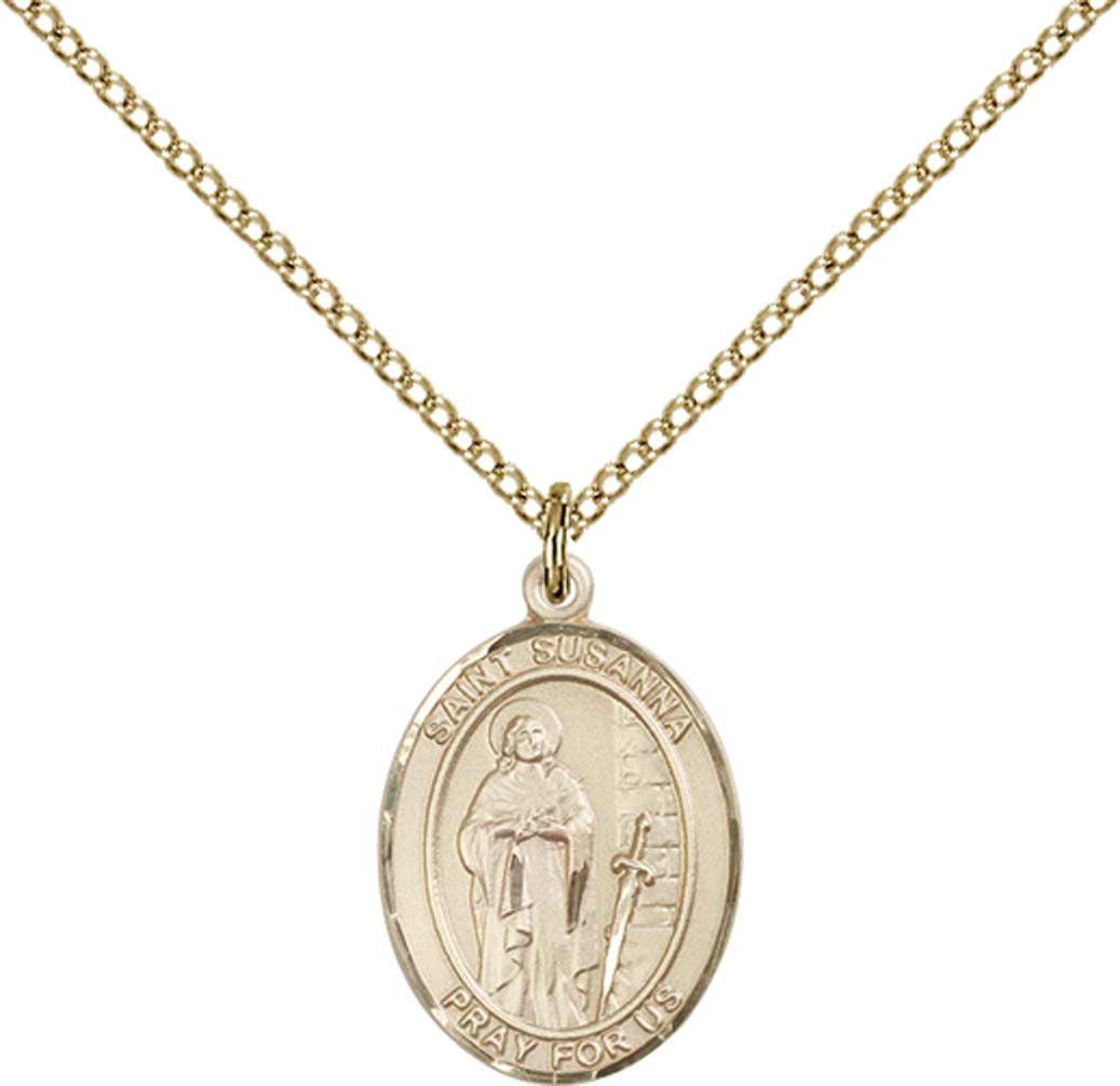 14kt Gold Filled St. Susanna Pendant with 18 inch Gold Filled Light Curb Chain - Medium