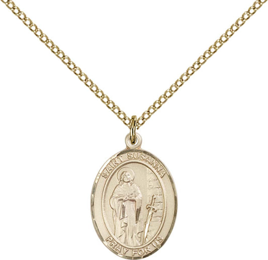 14kt Gold Filled St. Susanna Pendant with 18 inch Gold Filled Light Curb Chain - Medium