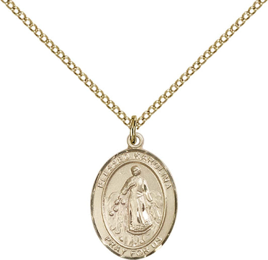 14kt Gold Filled Blessed Karolina Kozkowna Pendant with 18 inch Gold Filled Light Curb Chain