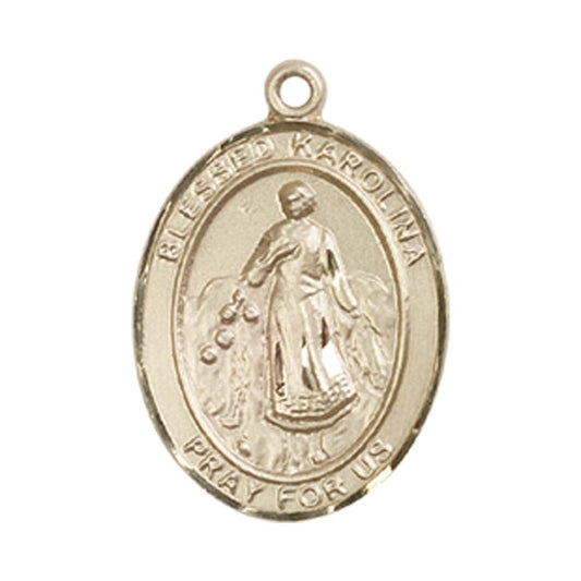 14kt Gold Blessed Karolina Kozkowna Medal - Medium