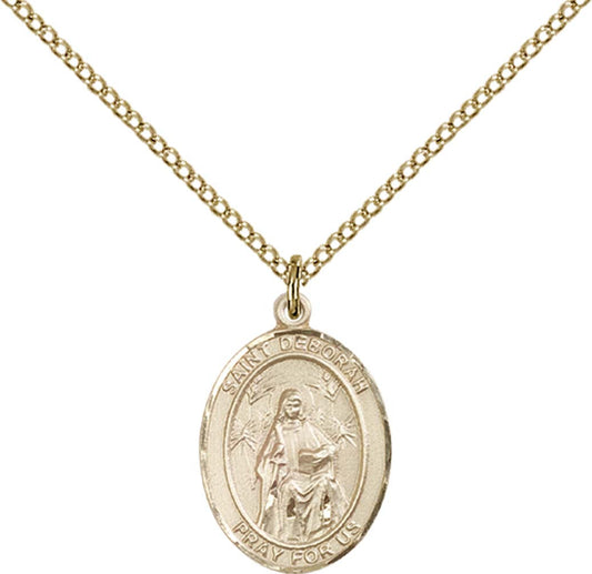 14kt Gold Filled St. Deborah Pendant with 18 inch Gold Filled Light Curb Chain - Medium
