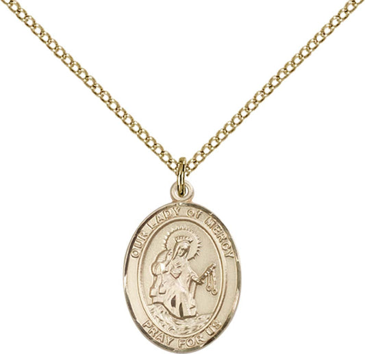 14kt Gold Filled O/L of Mercy Pendant with 18 inch Gold Filled Light Curb Chain - Medium