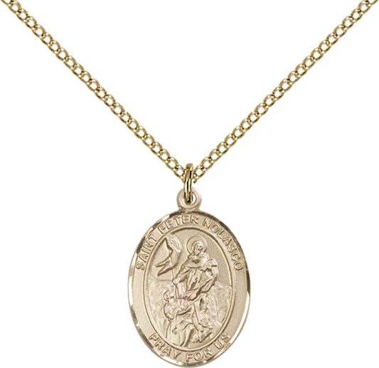 14kt Gold Filled St. Peter Nolasco Pendant with 18 inch Gold Filled Light Curb Chain - Medium