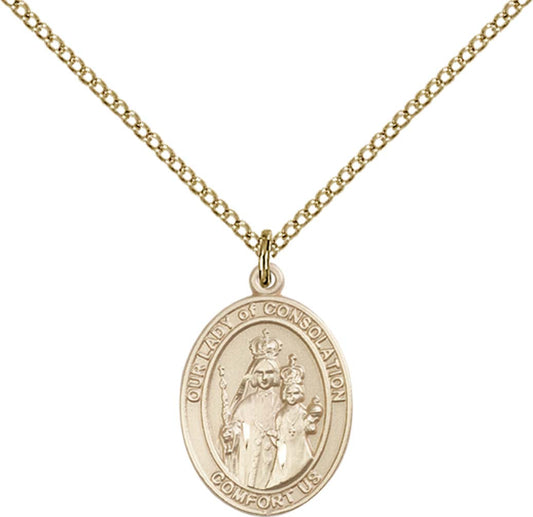 14kt Gold Filled O/L of Consolation Pendant with 18 inch Gold Filled Light Curb Chain - Medium