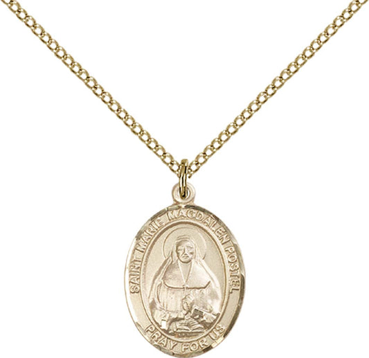 14kt Gold Filled Marie Magdalen Postel Pendant with 18 inch Gold Filled Light Curb Chain - Medium