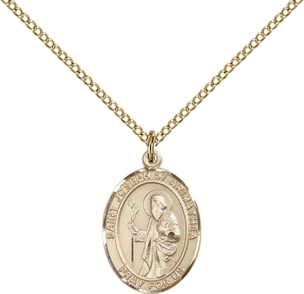 14kt Gold Filled St. Joseph of Arimathea Pendant with 18 inch Gold Filled Light Curb Chain