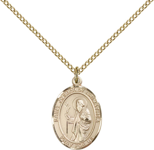 14kt Gold Filled St. Joseph of Arimathea Pendant with 18 inch Gold Filled Light Curb Chain