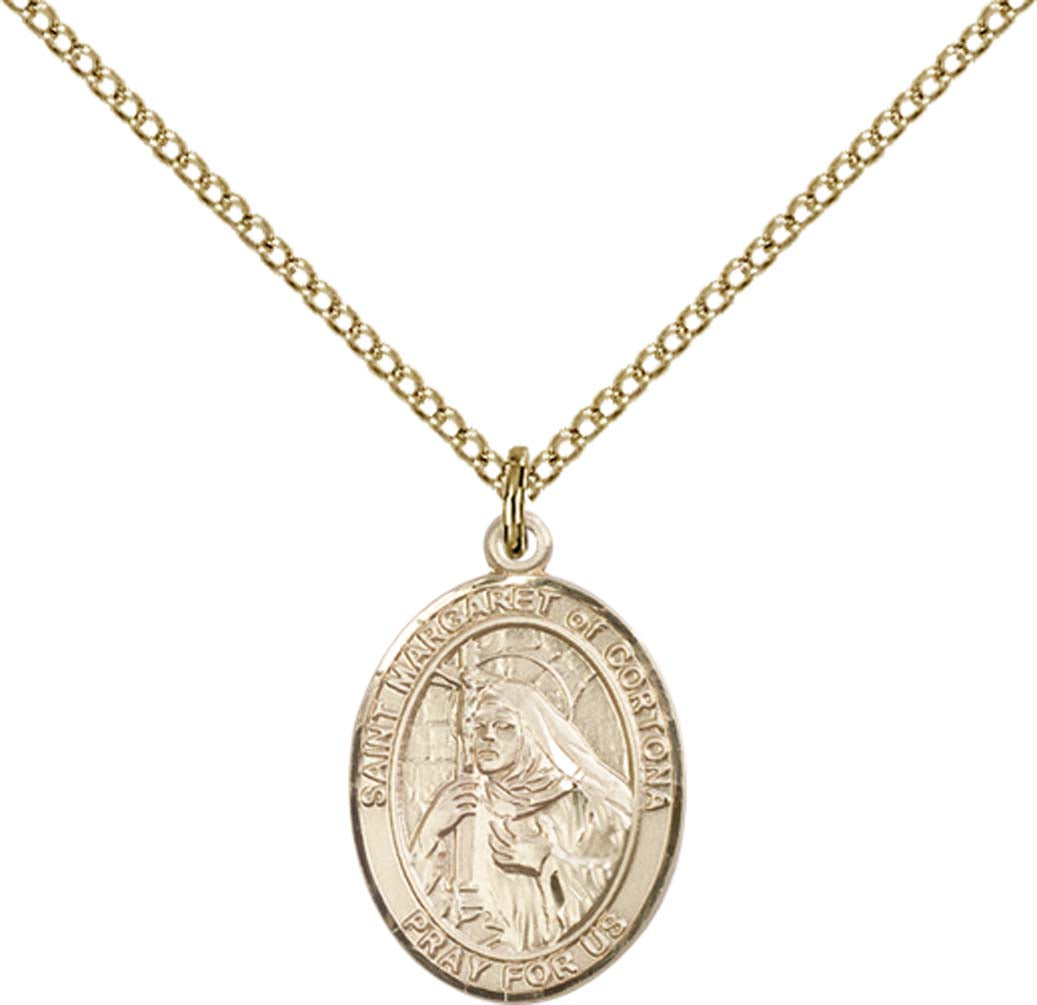14kt Gold Filled St. Margaret of Cortona Pendant with 18 inch Gold Filled Light Curb Chain - Medium