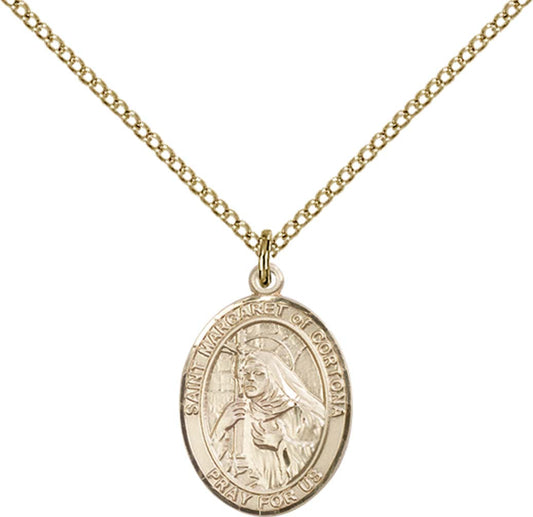 14kt Gold Filled St. Margaret of Cortona Pendant with 18 inch Gold Filled Light Curb Chain - Medium