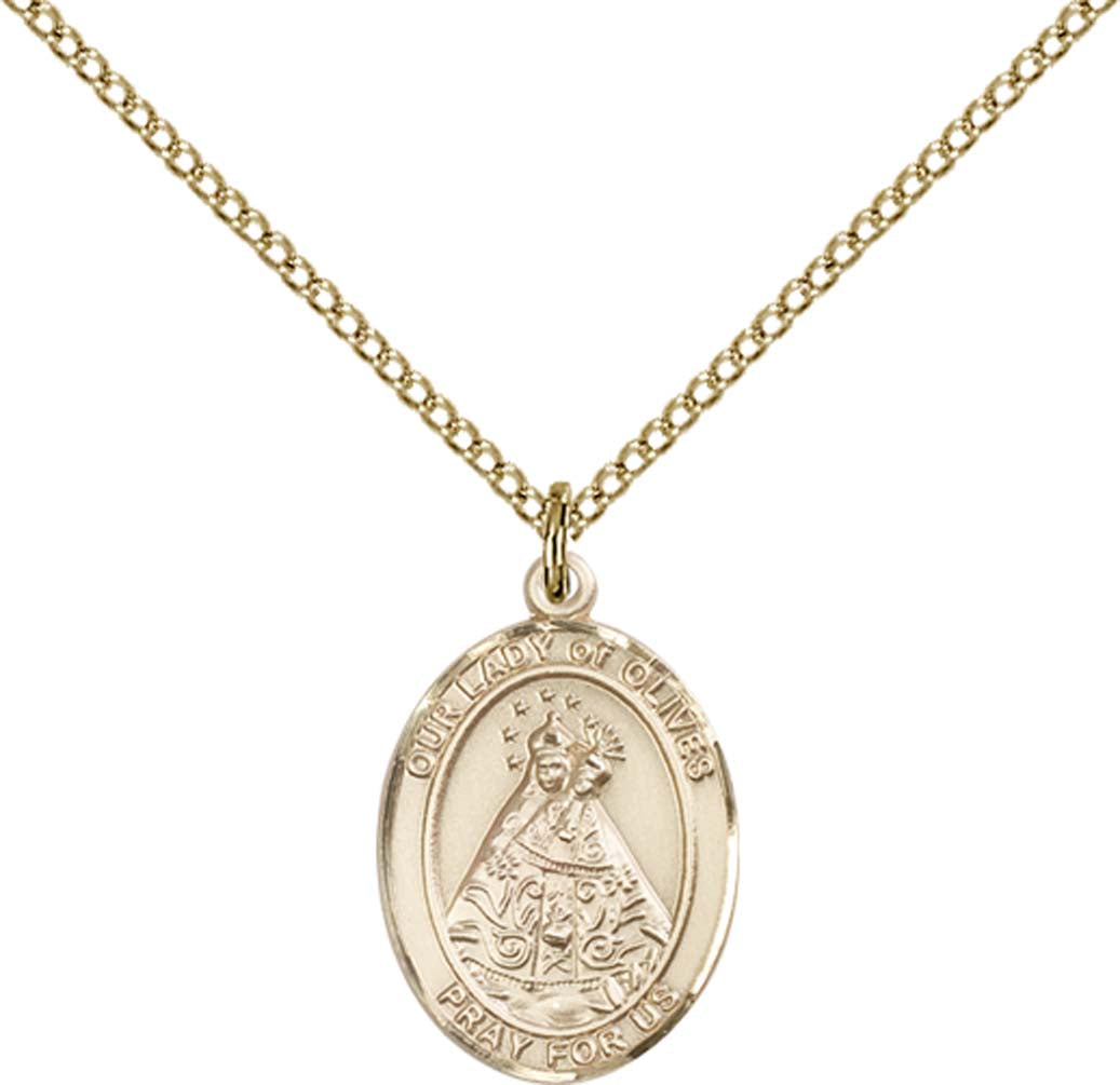 14kt Gold Filled O/L of Olives Pendant with 18 inch Gold Filled Light Curb Chain - Medium