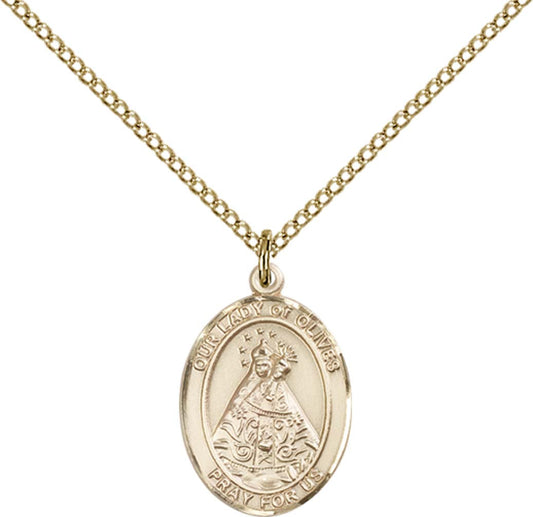 14kt Gold Filled O/L of Olives Pendant with 18 inch Gold Filled Light Curb Chain - Medium