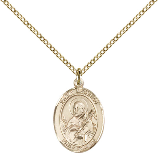 14kt Gold Filled St. Meinrad of Einsideln Pendant with 18 inch Gold Filled Light Curb Chain